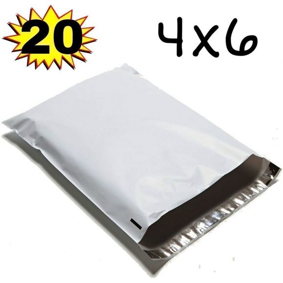 8/$20 White Polymailers 20ct 4x6 Poly Mailer Bags - Picture 1 of 1